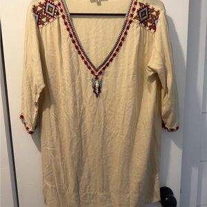 Boho Embroidered Cream Camisole